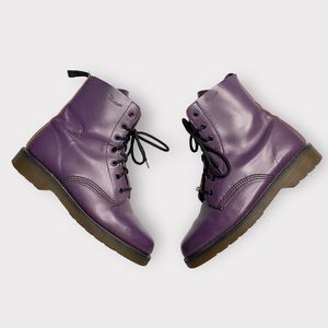 RARE Vintage Dr. Martens Purple Leather  Combat Boots England Size 8 US